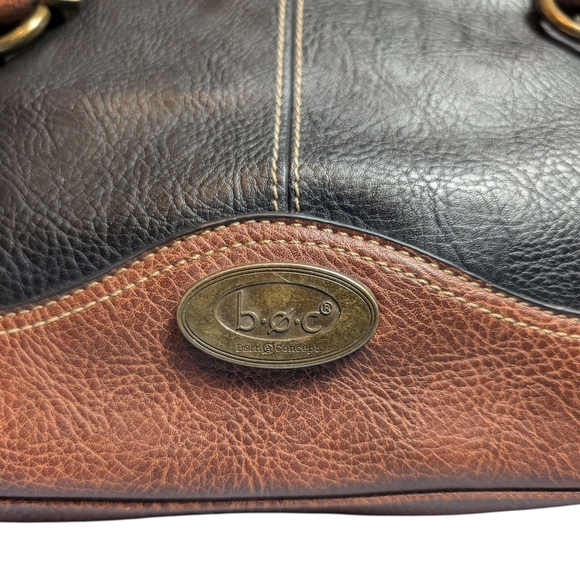 b.o.c. Black and Brown Leather Shoulder Bag Crossover Strap Full Size Purse - Picture 3 of 16